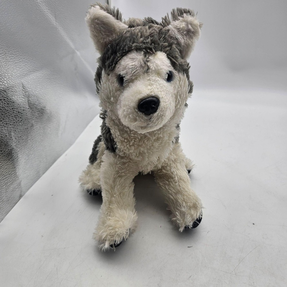 Calplush Husky Dog Plush Stuffed Animal Toy 10" Gray White Soft Cute Cuddly